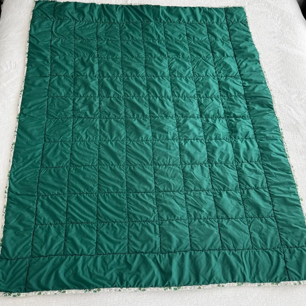 Vintage 80s Green Patchwork Quilt Throw‎ 55x66 Cottage Farmhouse